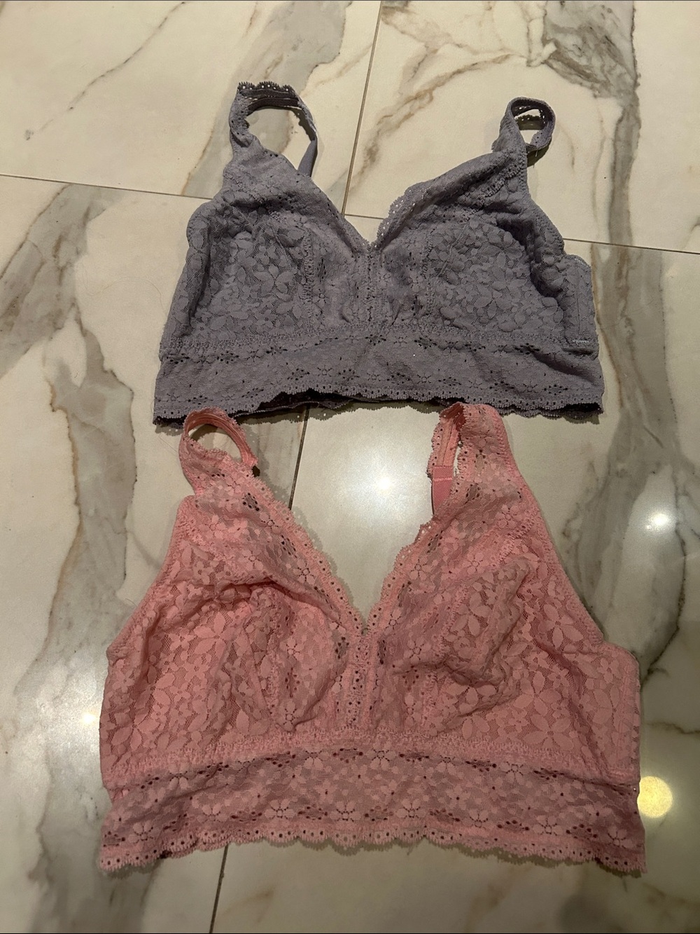 Wacoal Lace Bralette Set in Dusty Pink and Lavender